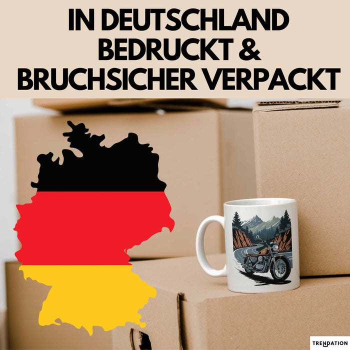 Motorradfahrer Tasse Geschenkidee für Biker Lustiger Spruch Weiß Trendation