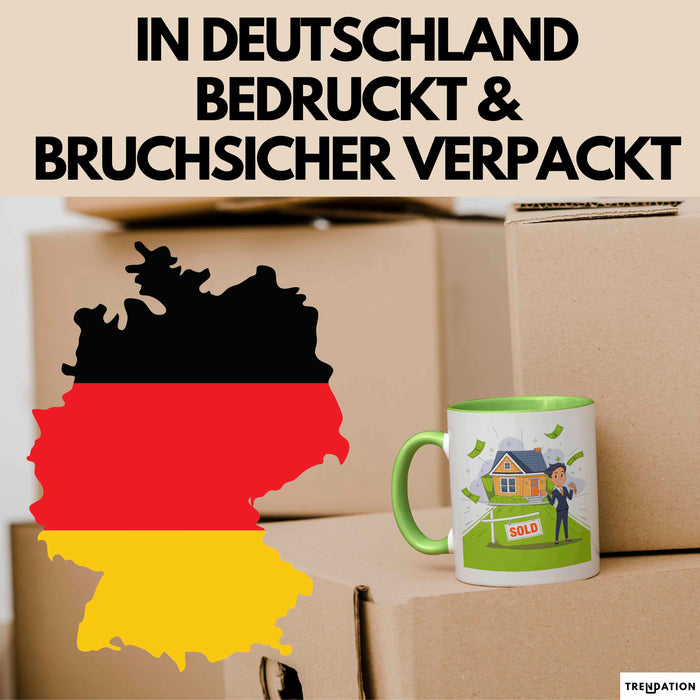 Immobilienmakler Tasse Geschenk Lustige Geschenkidee Spruch Für Haus Verkäufer Grün Trendation