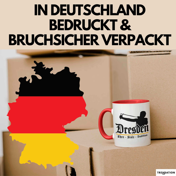Dresden Fußball Tasse Geschenk Lustige Geschenkidee Spruch Ehre Stolz Tradition Rot Trendation