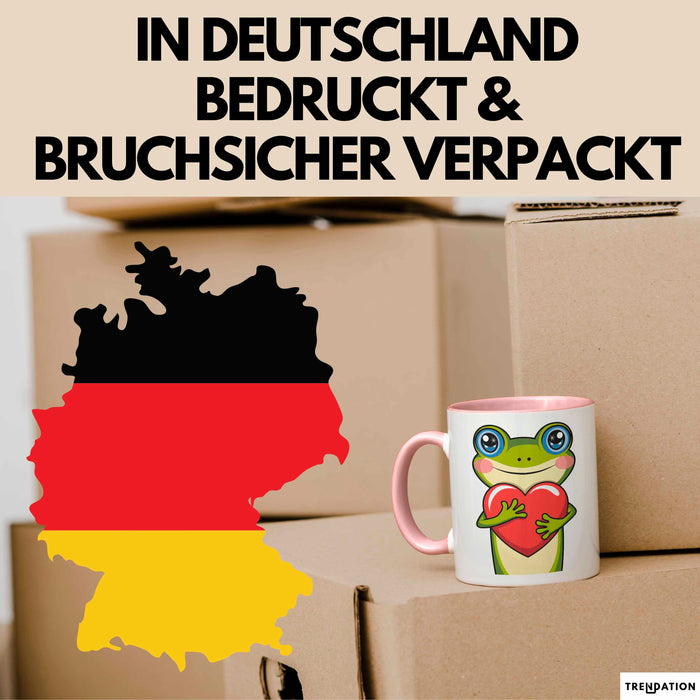 Frosch Herz Tasse Geschenk Lustige Geschenkidee Spruch Rosa Trendation