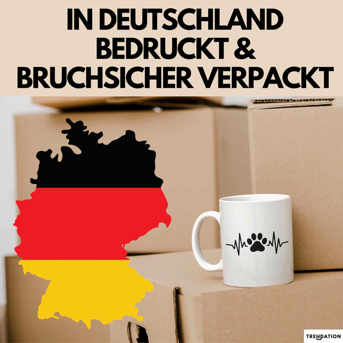 Hund Tierliebhaber Herzschlag Tasse Geschenk Lustige Geschenkidee Spruch Weiß Trendation