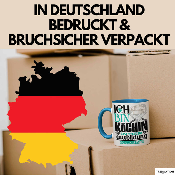 Köchin Ausbildung Start Geschenk Tasse Ich Bin Köchin In Der Ausbildung Ich Darf Das Kaffee-Becher Geschenkidee Blau Trendation