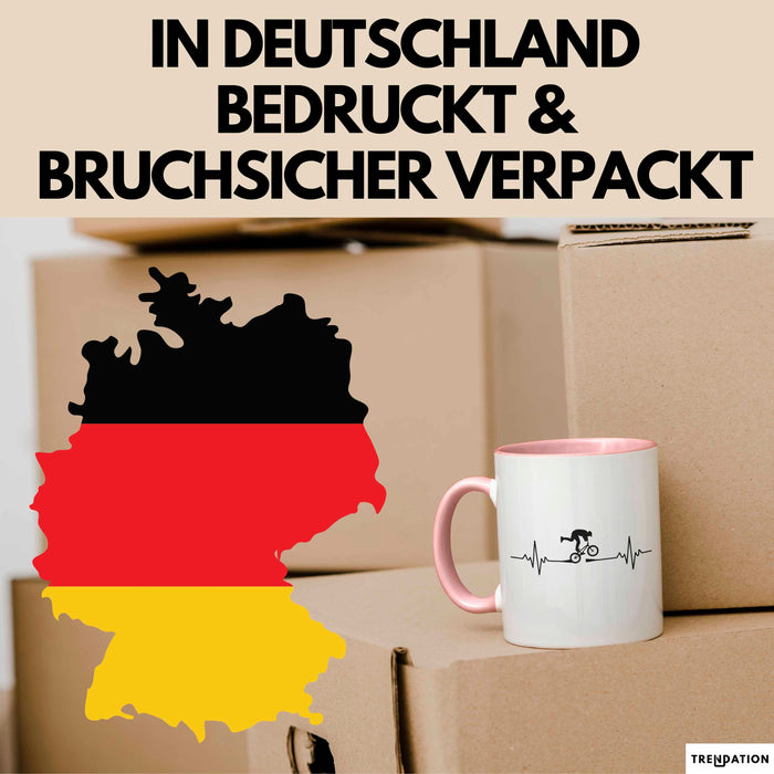 Fahrradfahren Tasse Geschenk Fahrradfahrer Herzschlag Biker Geschenkidee Lustig Rosa Trendation