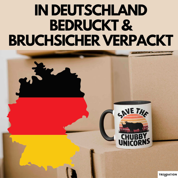 Nashorn Tasse Geschenk Lustige Geschenkidee Spruch Rettet Die Moppeligen Einhörner Schwarz Trendation