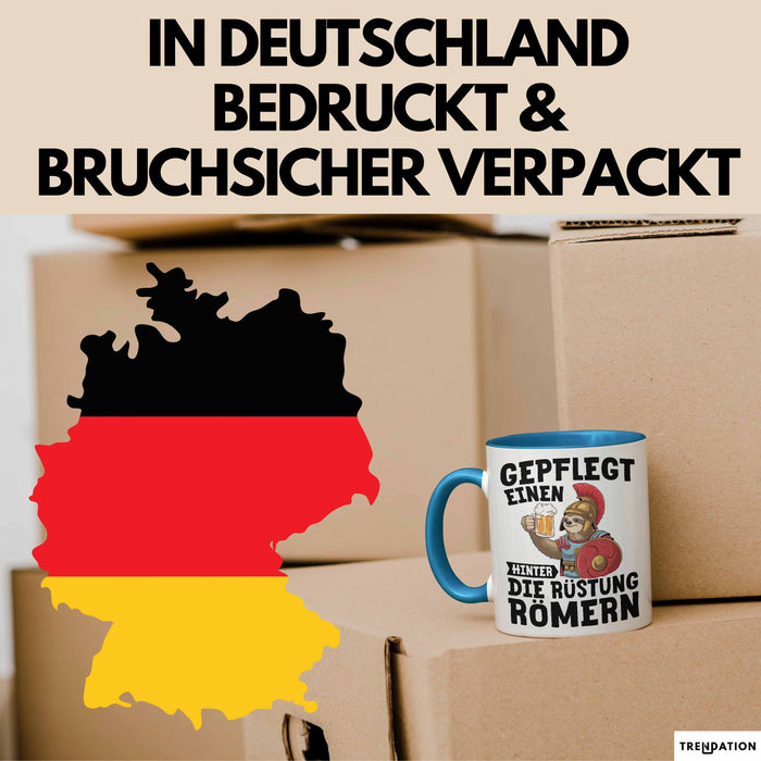 Biertrinker Tasse Geschenk Gepflegt Einen Hinter Die Rückstung Römern Becher Blau Trendation