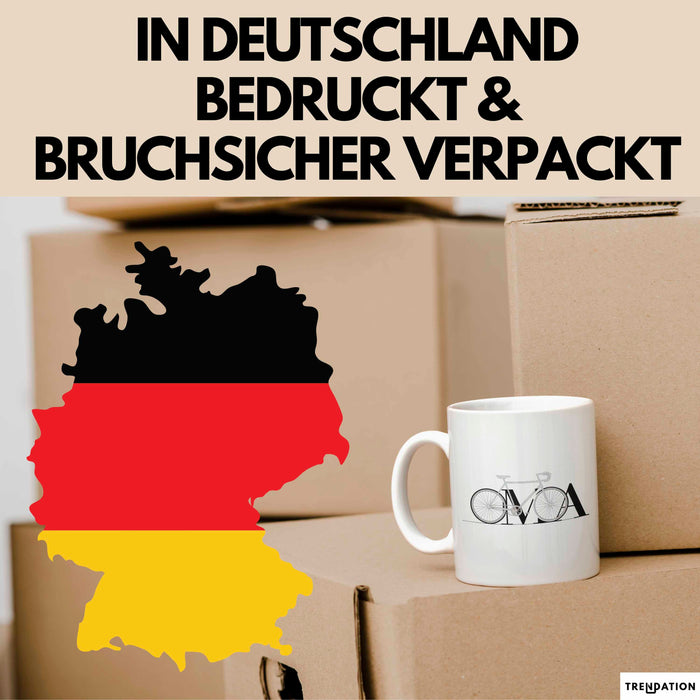 Oma Großmutter Tasse Becher Geschenk Lustige Geschenkidee Spruch Oma Fahrrad Radfahren Weiß Trendation