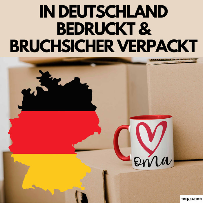 Oma Herz Tasse Geschenk Muttertag Liebevolle Spruchidee Rot Trendation