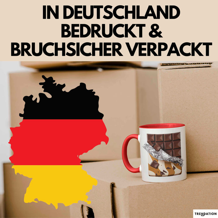 Schokoladenliebhaber Tasse Geschenkidee für Naschkatzen Rot Trendation