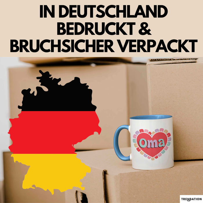 Oma Tasse Geschenkidee Oma Herz Liebende Familie Nana Blau Trendation