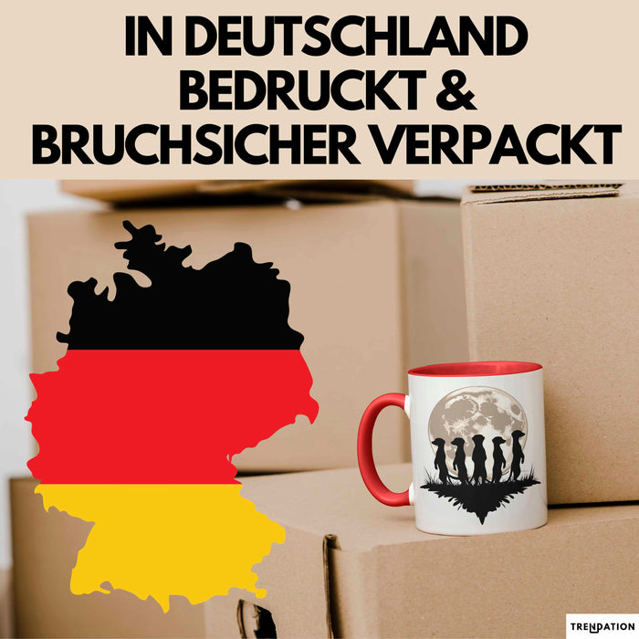 Erdmännchen Tier Mond Tasse Geschenk Lustige Geschenkidee Rot Trendation