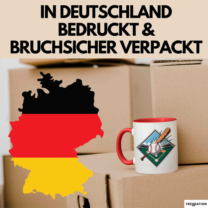 Baseballspieler Tasse Geschenkidee für Baseballliebhaber Rot Trendation