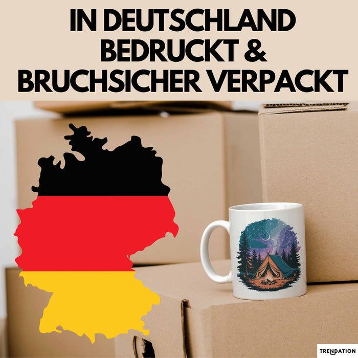 Camper Tasse Geschenkidee für Outdoor Abenteurer Weiß Trendation