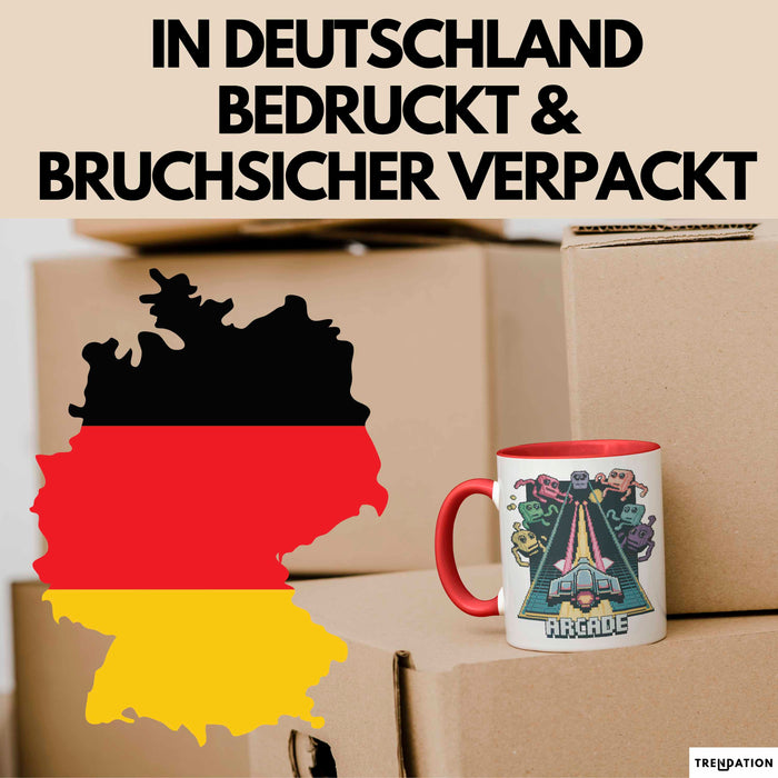 Retro Gamer Tasse Geschenkidee für Gaming und Konsolen Fans Rot Trendation