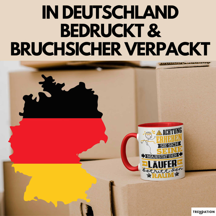 Läufer Geschenk Tasse Lustiger Spruch Erheben Sie Sich Der Läufer Betritt den Raum Rot Trendation