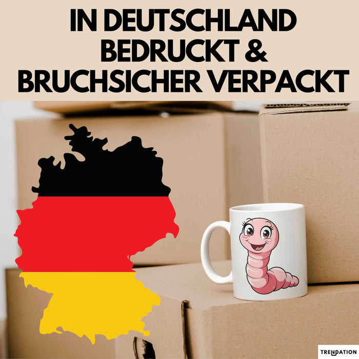 Regenwurm Tasse Geschenk Lustige Geschenkidee Spruch Weiß Trendation