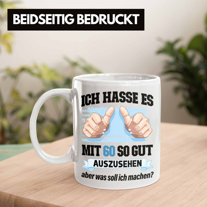 Trendation - 60. Geburtstag Tasse Frau Männer Geschenk 60er Geschenkidee 60 Mutter Vater Mann Frauen Lustig Geschenke Deko Weiß Trendation