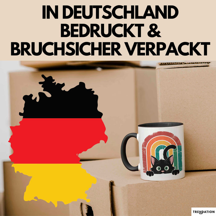 Katzen Tierliebhaber Vintage Tasse Geschenk Lustige Geschenkidee Spruch Schwarz Trendation