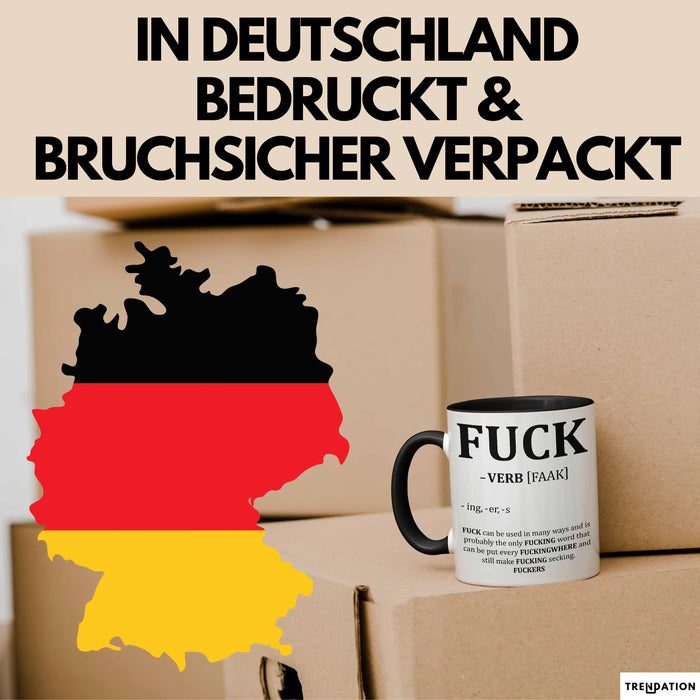 F*** Tasse Geschenk Schimpfwort 18+ Geschenkidee Männer Frauen Arbeitskollege Geschenkidee Kaffee-Becher Schwarz Trendation