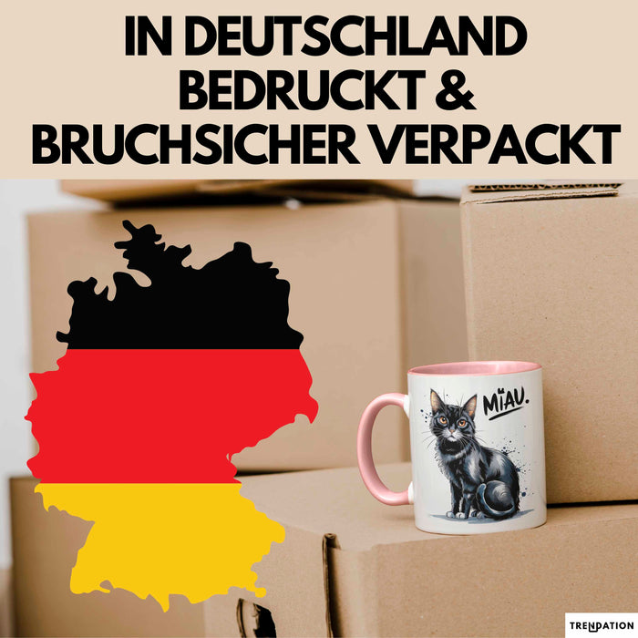 Katzen Tierliebhaber Tasse Geschenk Lustige Geschenkidee Spruch Miau Rosa Trendation