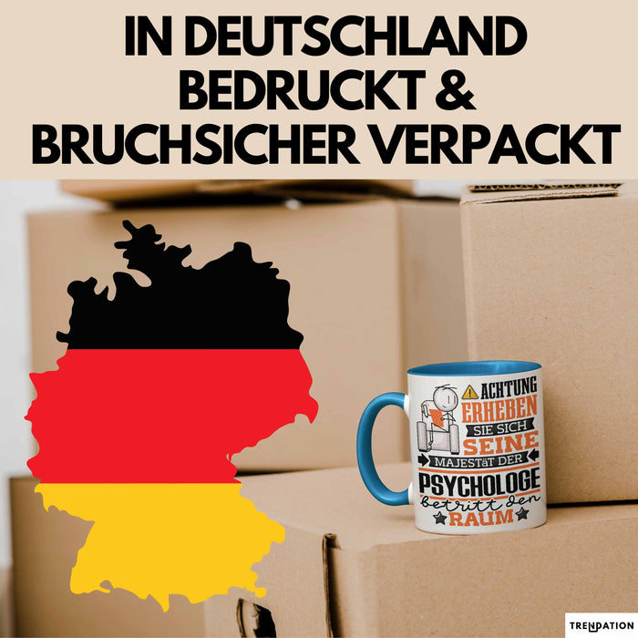 Psychologe Geschenk Tasse Lustiger Spruch Erheben Sie Sich Der Psychologe Betritt den Raum Blau Trendation