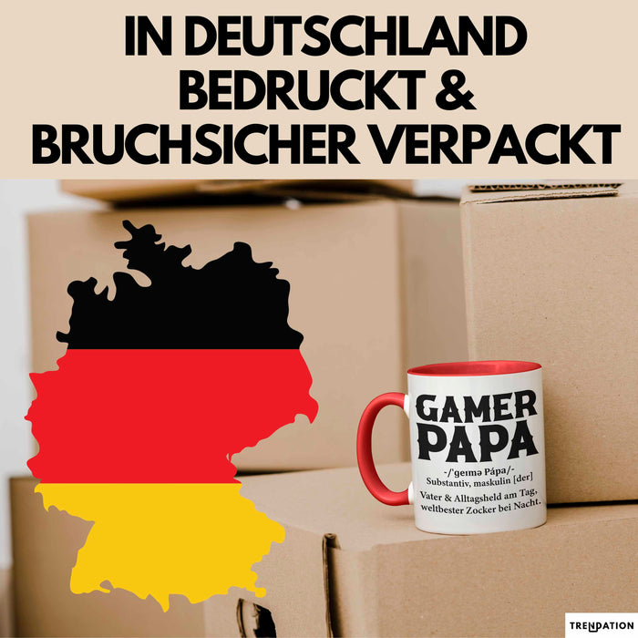 Spieler Papa Tasse Geschenk Lustige Geschenkidee Spruch Gamer Papa Rot Trendation