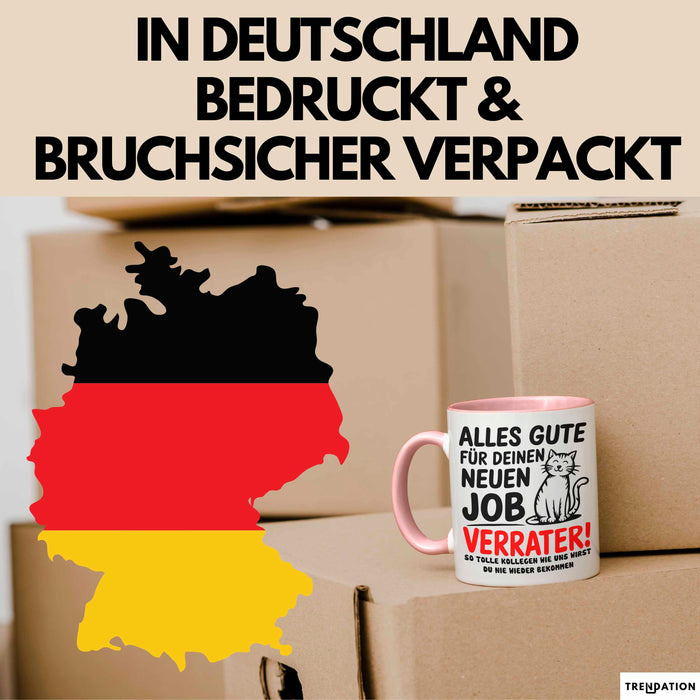 Büro Arbeit Kollege Tasse Becher Geschenk Lustige Geschenkidee Spruch Alles Gute Für Deinen Neuen Job Verräter Rosa Trendation