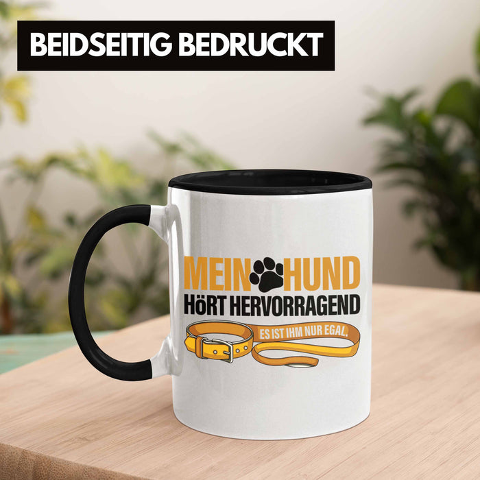 TRENDATION Tasse Hundeliebhaber Hundemama Hundepapa Hund Spruch Kaffeetasse Geschenk Schwarz Trendation
