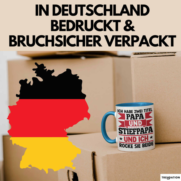 Stiefpapa Papa Tasse Geschenk Vatertag Geschenkidee Ich Habe Zwei Titel Papa Und Stiefpapa Und Ich Rocke Sie Beide Blau Trendation