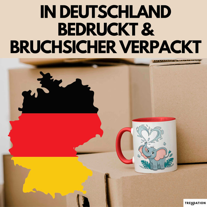 Elefantenliebhaber Tasse Geschenkidee für Wildtier Fans Rot Trendation