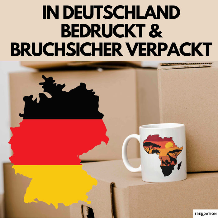 Afrika Karte Nashorn Tasse Geschenk Lustige Geschenkidee Spruch Weiß Trendation