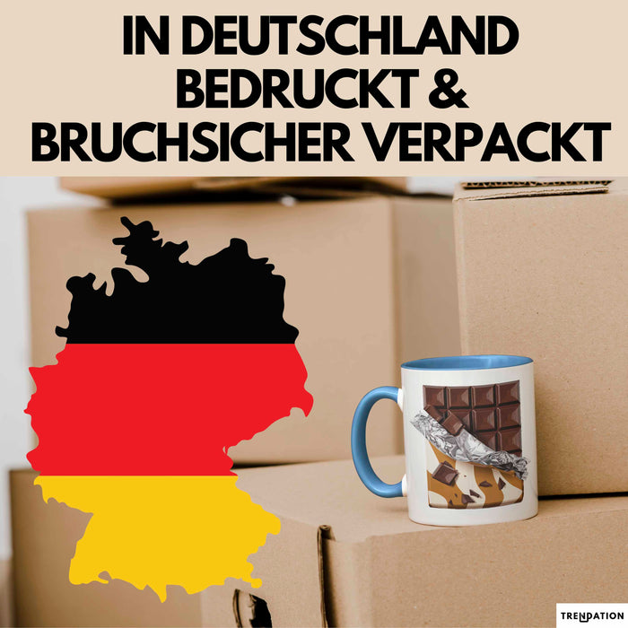 Schokoladenliebhaber Tasse Geschenkidee für Naschkatzen Blau Trendation