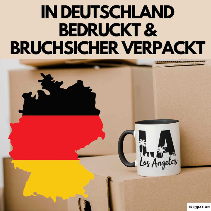 Los Angeles LA Kalifornien USA Tasse Geschenk Lustige Geschenkidee Spruch Schwarz Trendation