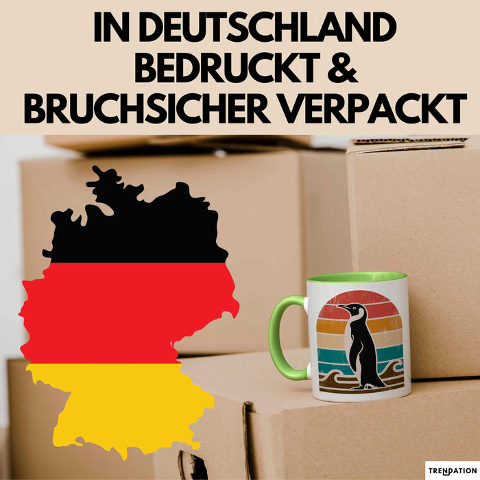 Retro Pinguin Tier Tasse Geschenk Lustige Geschenkidee Spruch Grün Trendation