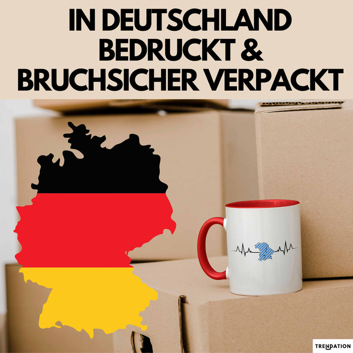 Bayern Tasse Geschenk Bayrische Liebe Geschenkidee München Herzschlag Tasse Kaffee-Becher Krug Rot Trendation