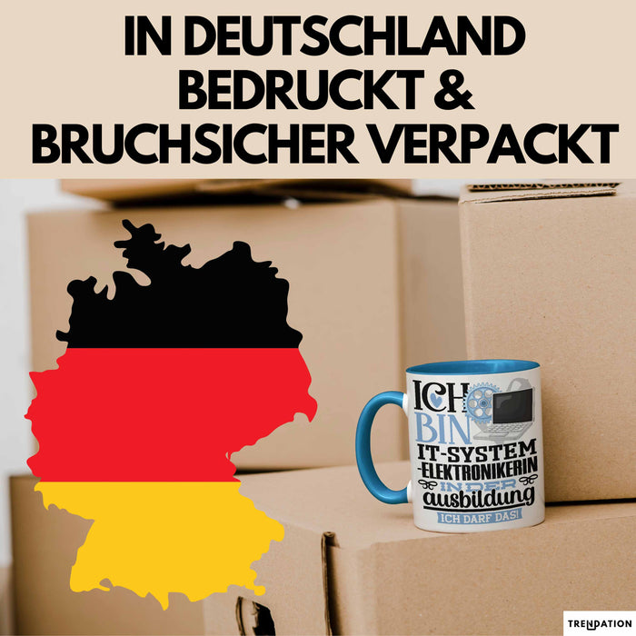 IT-Systemelektronikerin Ausbildung Start Geschenk Tasse Ich Bin IT-Systemelektronikerin In Der Ausbildung Ich Darf Das Kaffee-Becher Geschenkidee Blau Trendation
