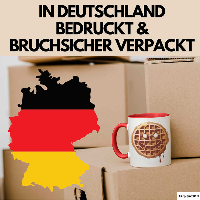 Waffel Liebhaber Tasse Geschenkidee für Sirup Fan Frühstück Rot Trendation