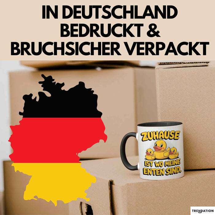 Quietscheente Tier Tasse Geschenk Lustige Geschenkidee Spruch Zuhause Ist Wo Meine Enten Sind Schwarz Trendation