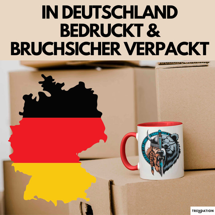Nordischer Krieger Wikingerbär Tasse Geschenk Lustige Geschenkidee Spruch Rot Trendation