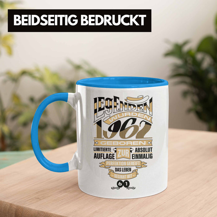 TRENDATION 60. Geburtstag Tasse Frau Mann Geschenk 60er Geschenkidee 60 Mutter Vater Blau Trendation