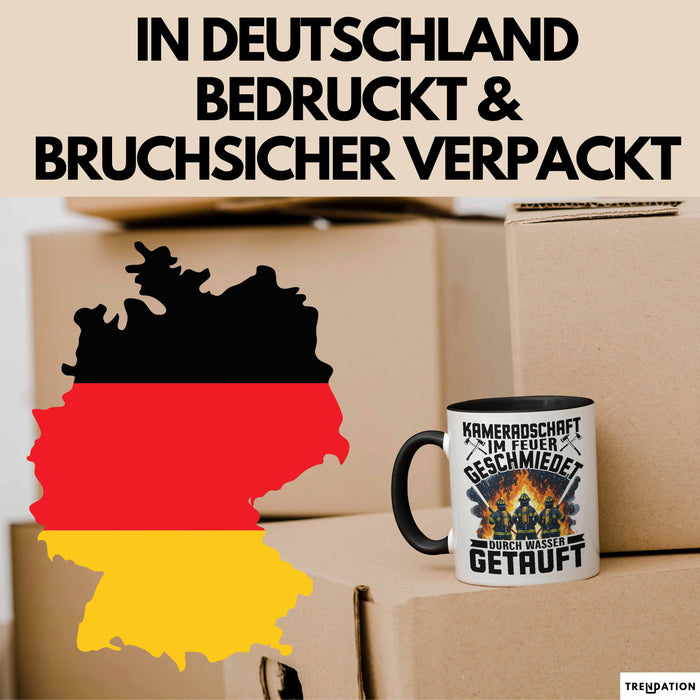 Feuerwehrmann Tasse Geschenk Kameradschaft Im Feuer Geschmiedet Durch Wasse Getauft Geschenkidee Feuerhwehr Trendation