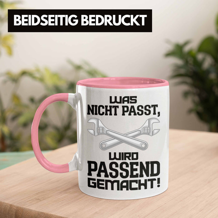 Trendation - Handwerker Tasse mit Spruch Geschenke für Handwerk Kaffeebecher KFZ Mechaniker Mechatroniker Rosa Trendation
