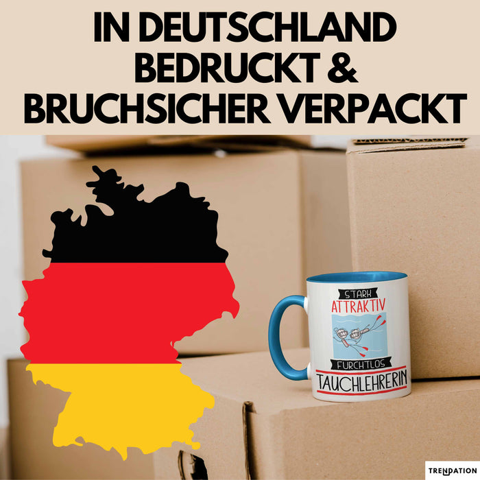 Tauchlehrerin Tasse Geschenk Becher Stark Attraktiv Furchtlos Tauchlehrerin Lustige Geschenkidee Blau Trendation
