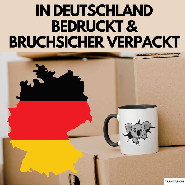 Koala Tierliebhaber Tasse Geschenk Lustige Geschenkidee Spruch Schwarz Trendation