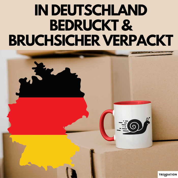 Schnelle Schnecke Tasse Geschenk Lustige Geschenkidee Spruch Rot Trendation