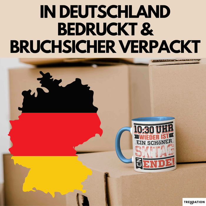 Ski Tasse Geschenk Grafik 10 Uhr 30 Wieder Ist Ein Schöner Skitag Zu Ende Becher Blau Trendation