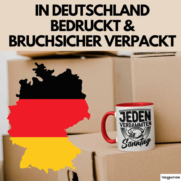 American Football Tasse Geschenk Jeden verdammten Sonntag American Football-Spieler Geschenkidee Kaffee-Becher Rot Trendation