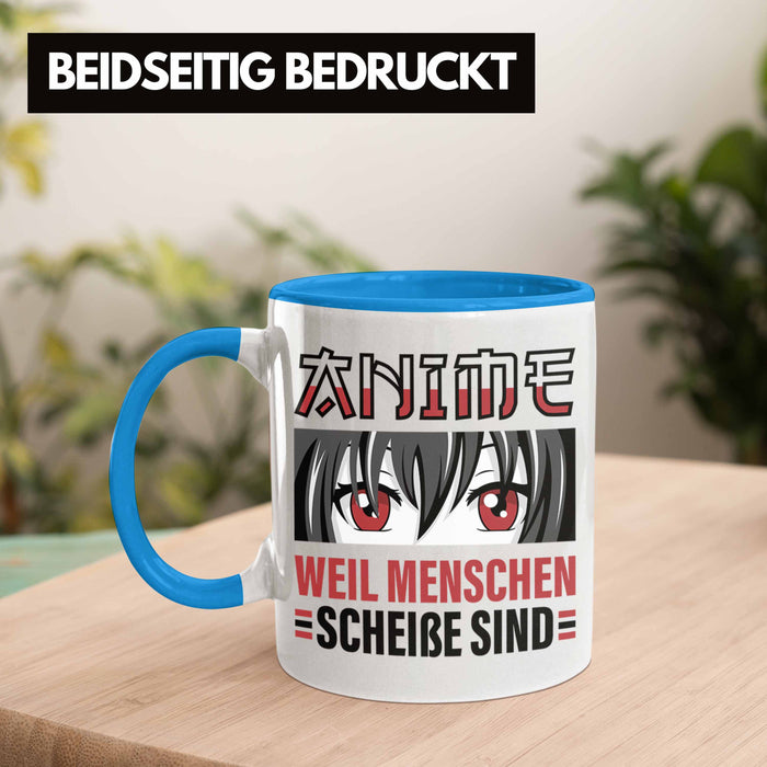TRENDATION Anime Tasse Geschenk Spruch Kaffeetasse Blau Trendation