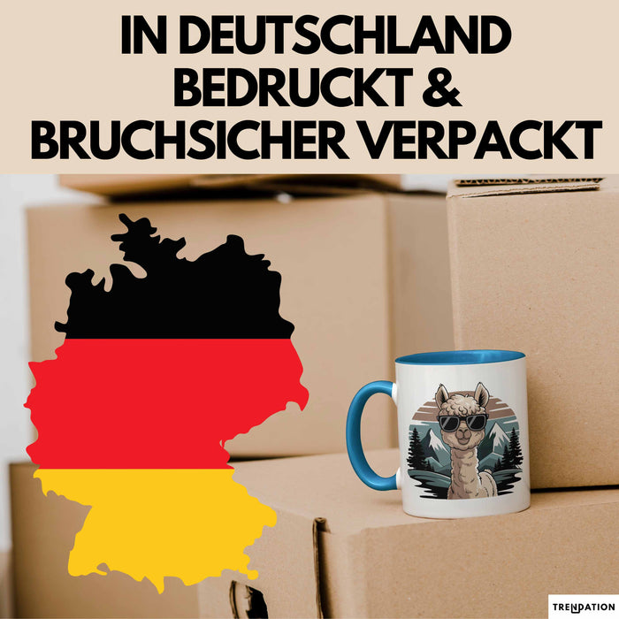 Alpaka Liebhaber Tasse Geschenkidee für Tierfreunde Blau Trendation