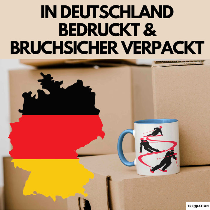 Ski Tasse Geschenk Grafik Skifahrer Becher Blau Trendation