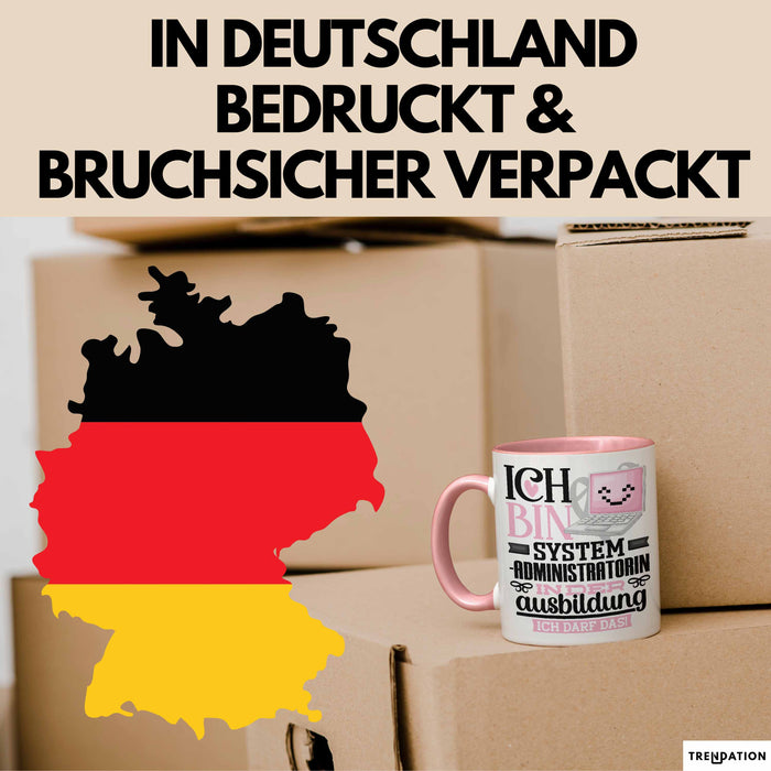 Systemadministratorin Ausbildung Start Geschenk Tasse Ich Bin Systemadministratorin In Der Ausbildung Ich Darf Das Kaffee-Becher Geschenkidee Rosa Trendation